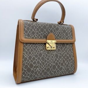 Nina Ricci PVC Leather Croc Print Handbag in Tan